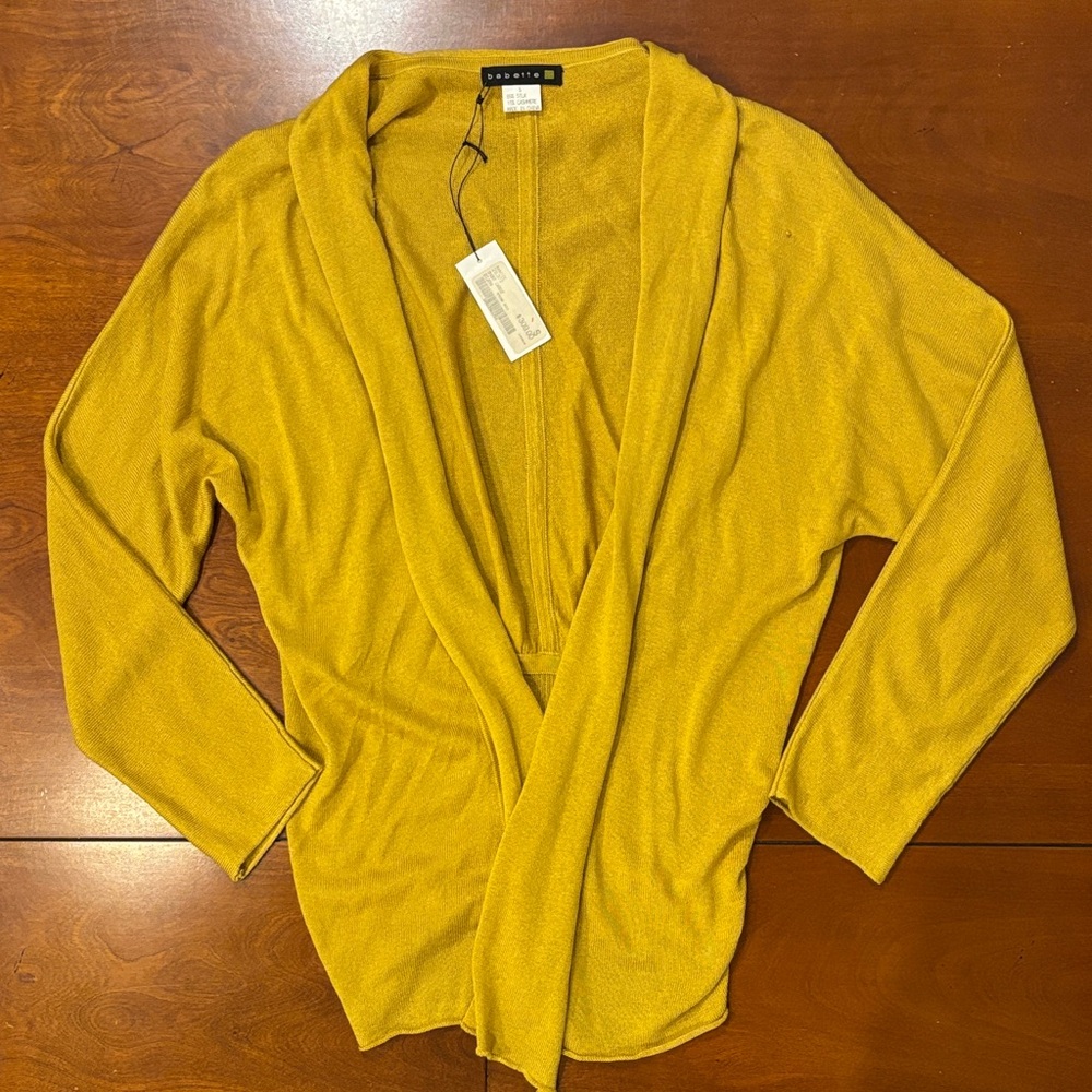 Stylish Silk/Cashmere Dijon Open Front Cardigan.  NWT